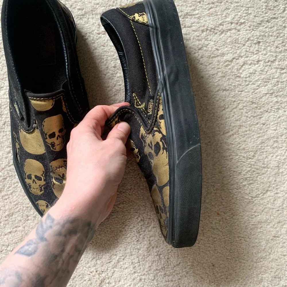 Vans Black and Gold Skull Flats - Picture 4 of 5